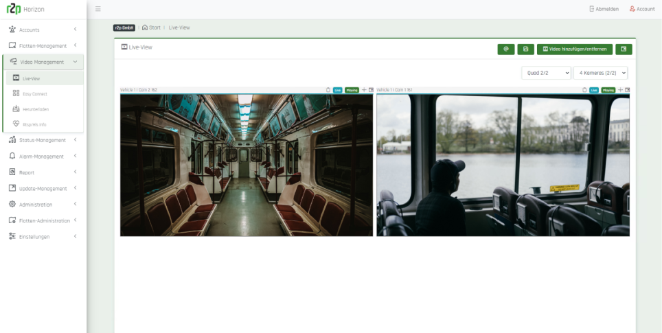 Horizon live view screen showing multiple camera streams